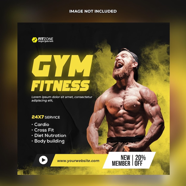 Fitness social media postsjabloon prmium psd