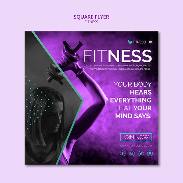Fitness square flyer template