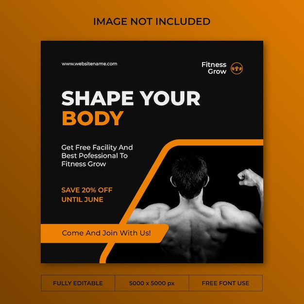 PSD fitness training instagram post social media template