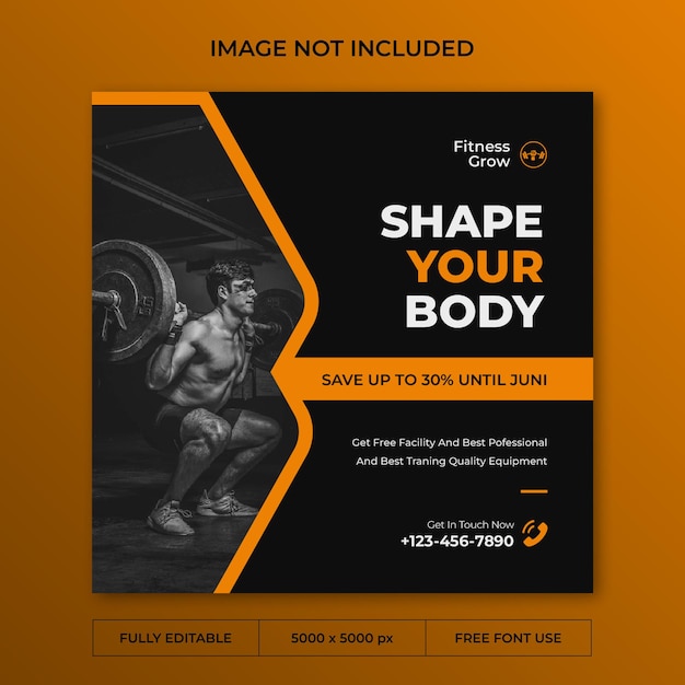 PSD fitness training instagram post social media template