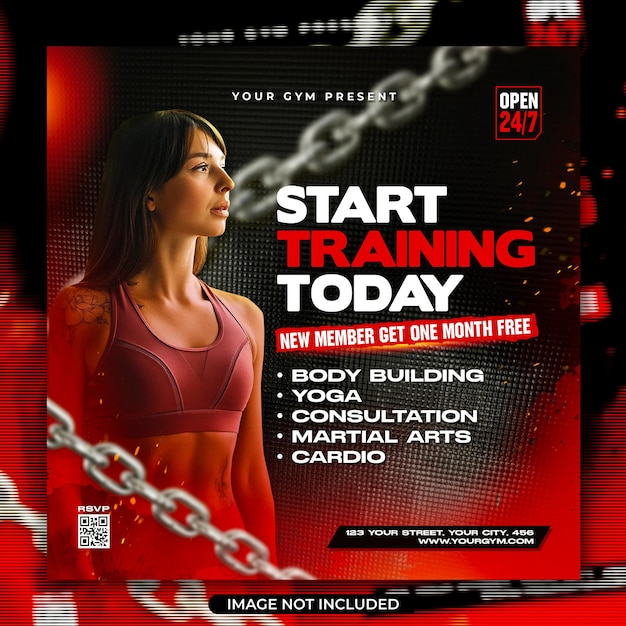 Fitness training social media post and flyer template