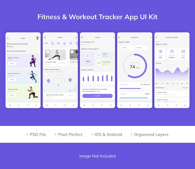 Fitness versterker Workout Tracker App UI Kit