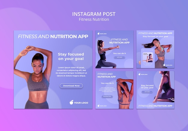 PSD fitness voeding instagram berichten sjabloon