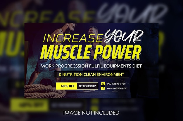 Modello psd banner di promozione annunci di intestazione web fitness