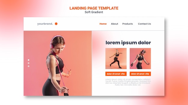 PSD fitness woman landing page template