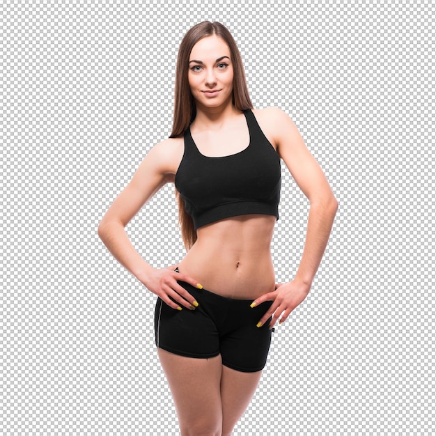 Fitness woman portrait isolated on white background