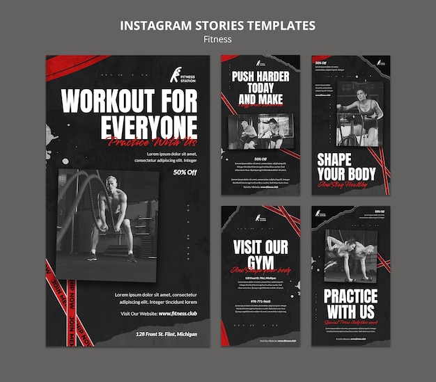 PSD fitness workout instagram stories template