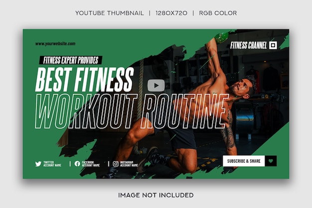 Fitness workout youtube thumbnail template