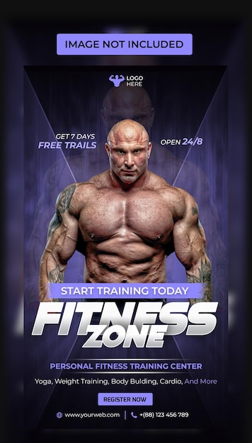 Fitness and workout zone flyer Instagram story template