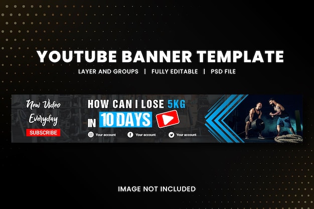 Fitness youtube banner channel template