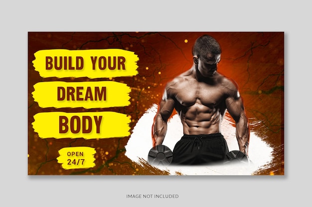 Fitness YouTube-miniatuurontwerp of bodybuilding YouTube-miniatuurontwerp