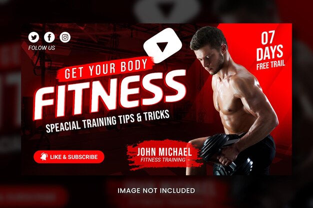 Fitness youtube thumbnail template