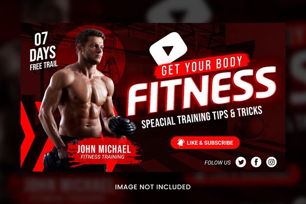 PSD fitness youtube thumbnail template