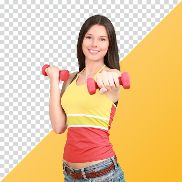 Fitnessvrouw met dumbbell.
