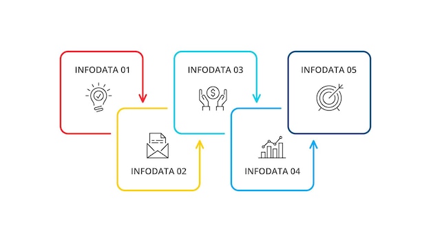 PSD cinque cerchi da linee sottili infografica per presentazioni diapositiva concetto di business con 5 opzioni