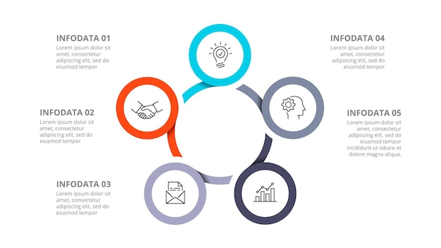 PSD five circles for infographic for presentations slide business concept with 5 options