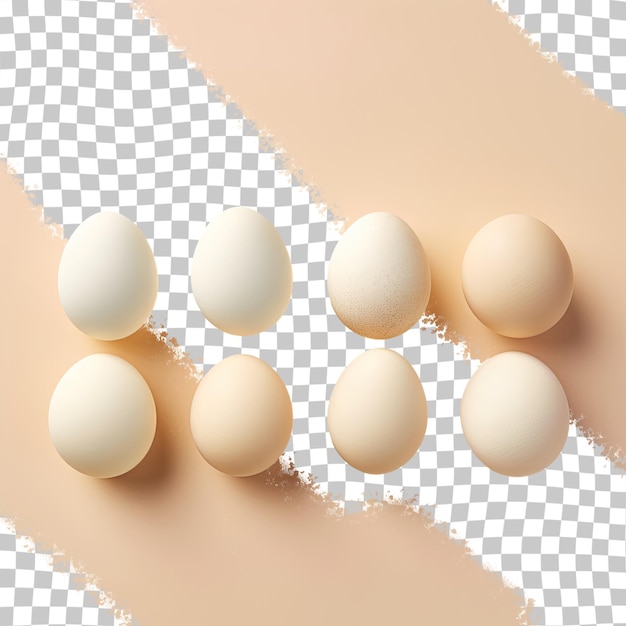 Five eggs are placed in a circle on a checkered background