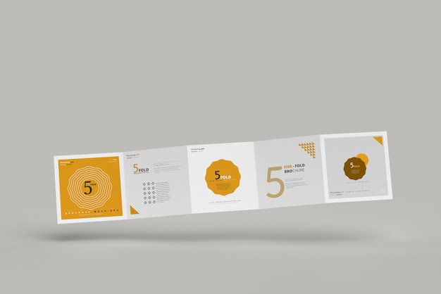 Five-Fold Square Brochure Mockup