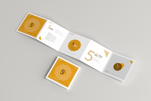 Five-Fold Square Brochure Mockup