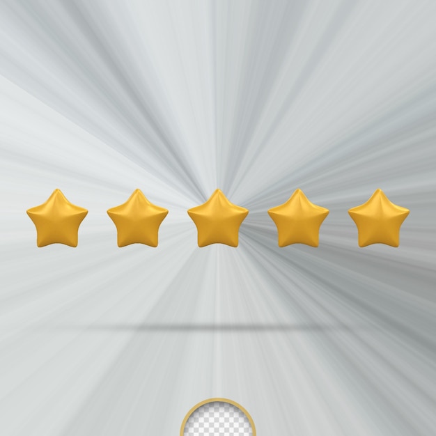 PSD cinque stelle d'oro recensione cliente esperienza qualità servizio eccellente feedback concetto 3d rendering