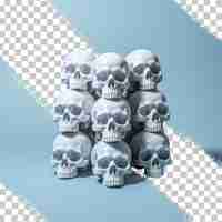 PSD five skull shaped pills in grey isolated on transparent background include ecstasy mdma amphetamine and medication