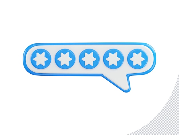 PSD five star icon with speech bubble icon 3d rendering vector illustration