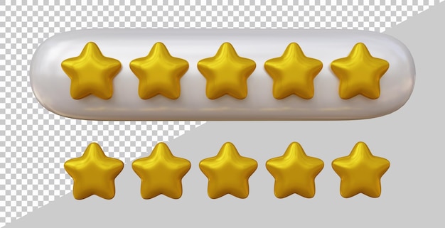 PSD five stars customer product rating review in 3d render