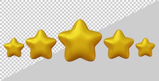 Recensione di valutazione del prodotto del cliente a cinque stelle nel rendering 3d