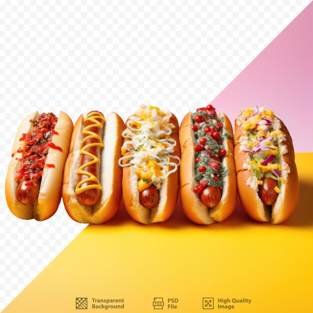 Five varieties of hot dogs