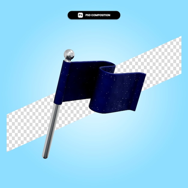 PSD flag 3d render illustration isolated