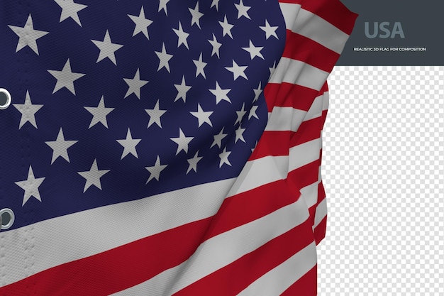 PSD bandiera dell'america come bandiera con texture 3d con un modello di bandiera vettoriale a sfondo trasparente