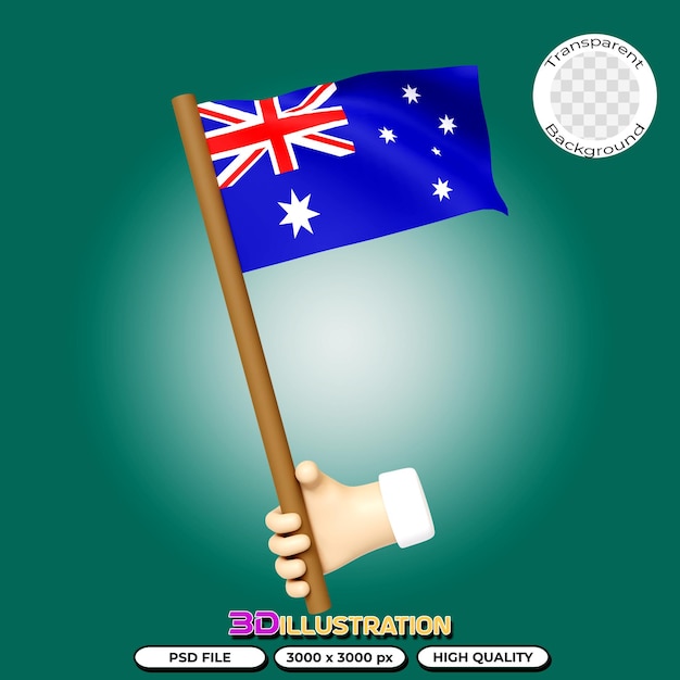 PSD flag of australia 3d rendering on transparent background