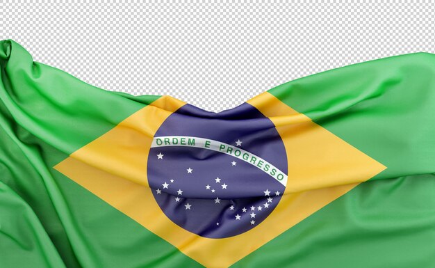 PSD flag of brazil isolated on white background with copy space above 3d rendering