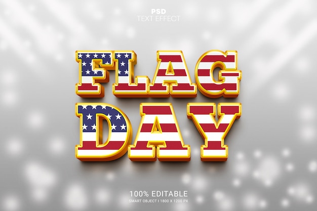 PSD flag day 3d psd editable text effect design