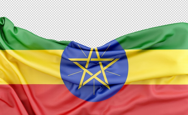 PSD bandiera dell'etiopia isolata su sfondo bianco con spazio di copia sopra il rendering 3d