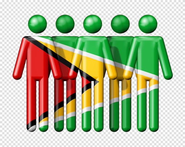 PSD flag of guyana on stick figure