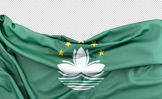 PSD bandiera di macao isolata su sfondo bianco con spazio di copia sopra il rendering 3d