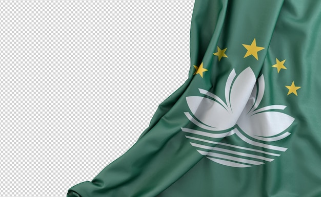 PSD flag of macau over white background with empty space on the left isolated 3d rendering