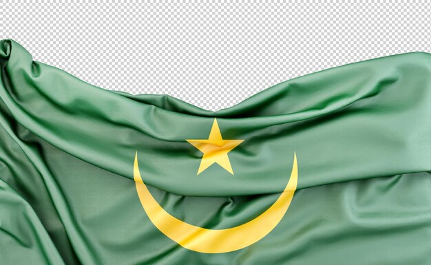 PSD flag of mauritania isolated on white background with copy space above 3d rendering