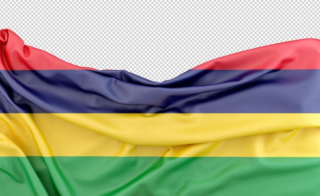 PSD flag of mauritius isolated on white background with copy space above 3d rendering