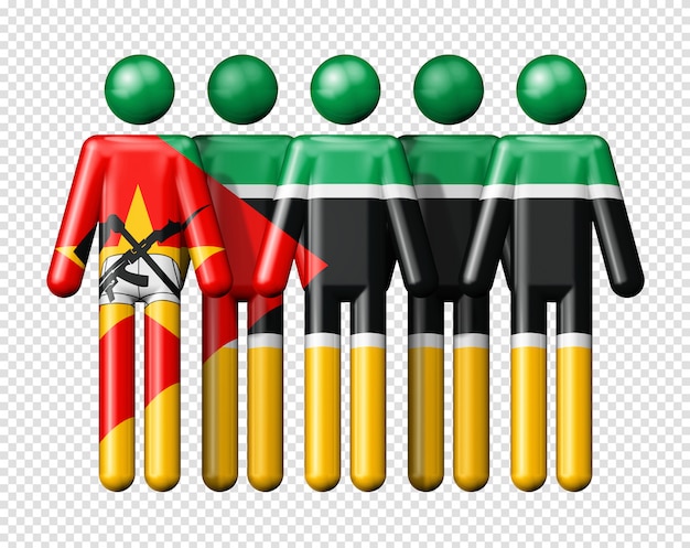 PSD flag of mozambique on stick figures