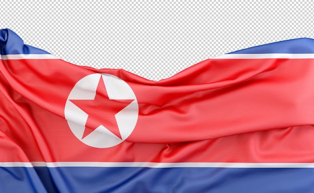 PSD bandiera della corea del nord isolata su sfondo bianco con spazio di copia sopra il rendering 3d