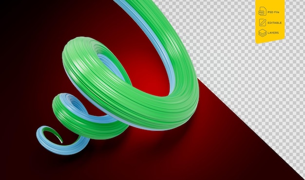 Flag of Djibouti Spiral Glossy Ribbon Of Djibouti On Red Background 3d Illustration
