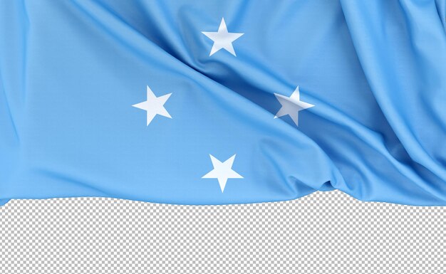 PSD 3 d レンダリングの下のコピー スペースと白い背景に分離されたミクロネシア連邦の旗