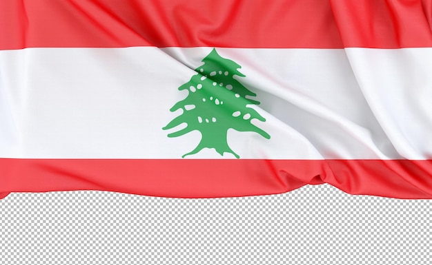Флаг ливана изолирован на белом фоне с копировальным пространством под 3d-рендерингом