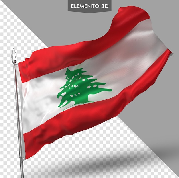 PSD レバノン プレミアム 3 d レンダリングの旗