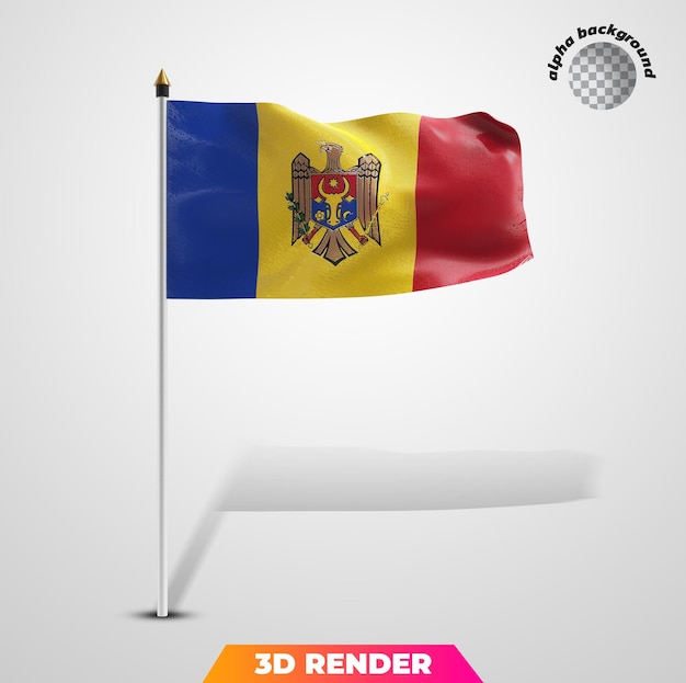 PSD Флаг молдовы 3d визуализация