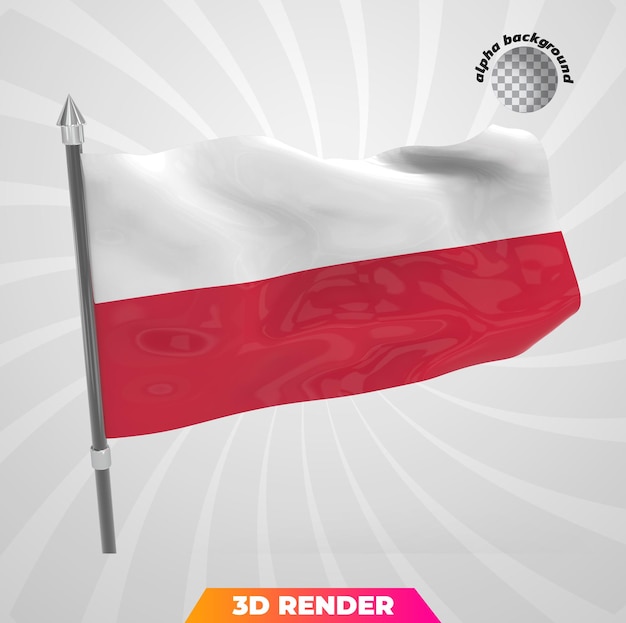 PSD Флаг польши дизайн 3d-рендеринга