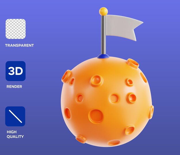 flag on planet 3d object illustration