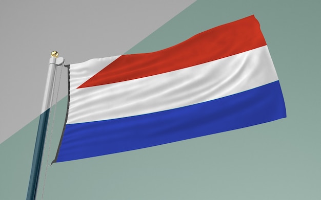 PSD 프랑스 국기와 깃대